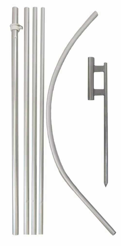 16ft Windless Pole Swooper Pole Full Curve Flag Pole Kit with Ground Spike