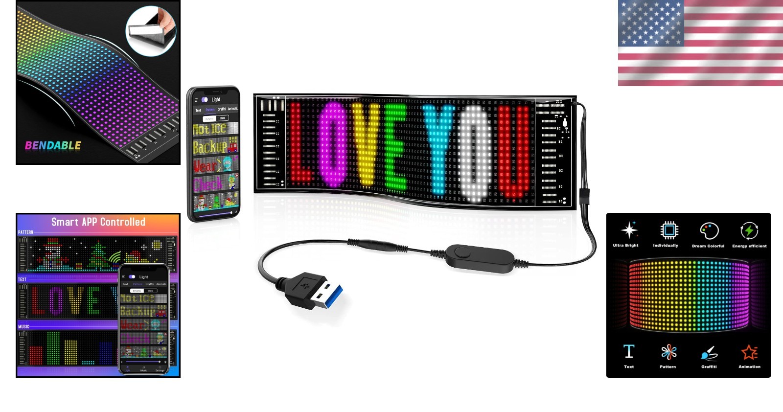 Vibrant LED Car Sign with Bluetooth App Control
