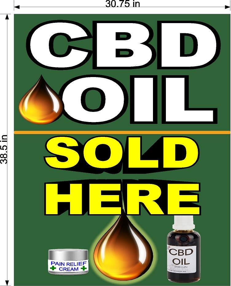 NEW! PERFORATED WINDOW VINYL DECAL CBD OIL SOLD HERE 30.75&Prime; X 38.5&Prime;