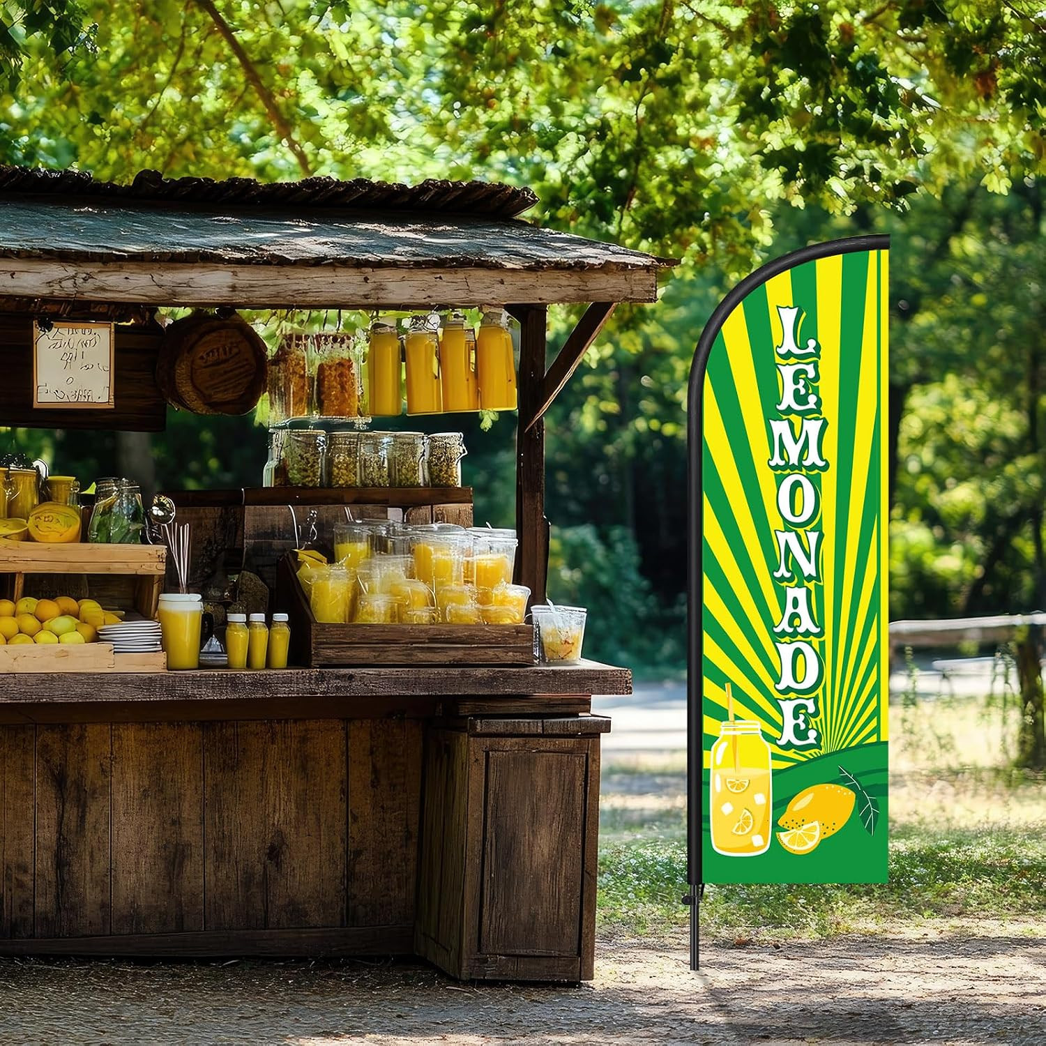2 Pack Lemonade Feather Flag 7 Ft Advertising Swooper Flag Sign Windless Lemonad