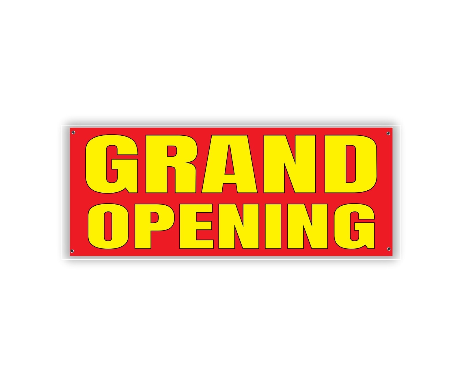 Grand Opening Banner Red Yellow Canvas 48×20 Inches 4 Corner Grommets Durable