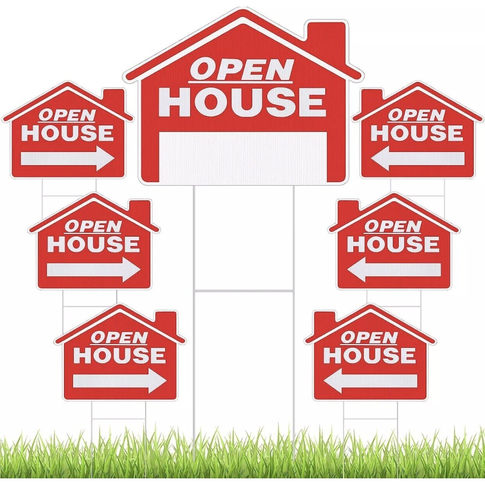 7 Pcs Open House Signs for Real Estate 18&Prime; X 14&Prime; Double Sided Real Estate Signs