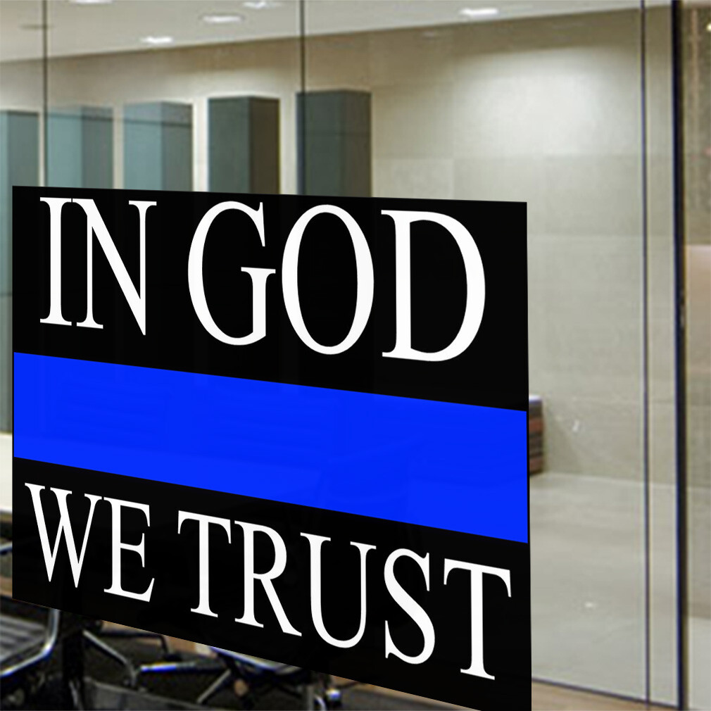 Decal Stickers In God We Trust Police Cop Vinyl Store Sign Label Religions