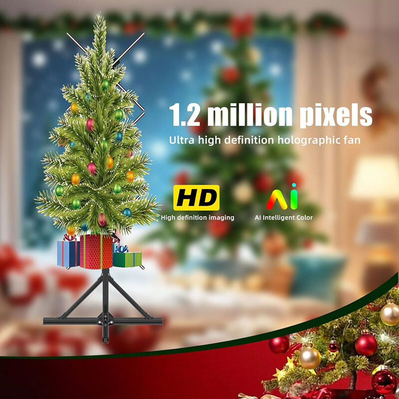 3D Holographic Projector LED Hologram Fan Advertising Player with Stand 3x50cm