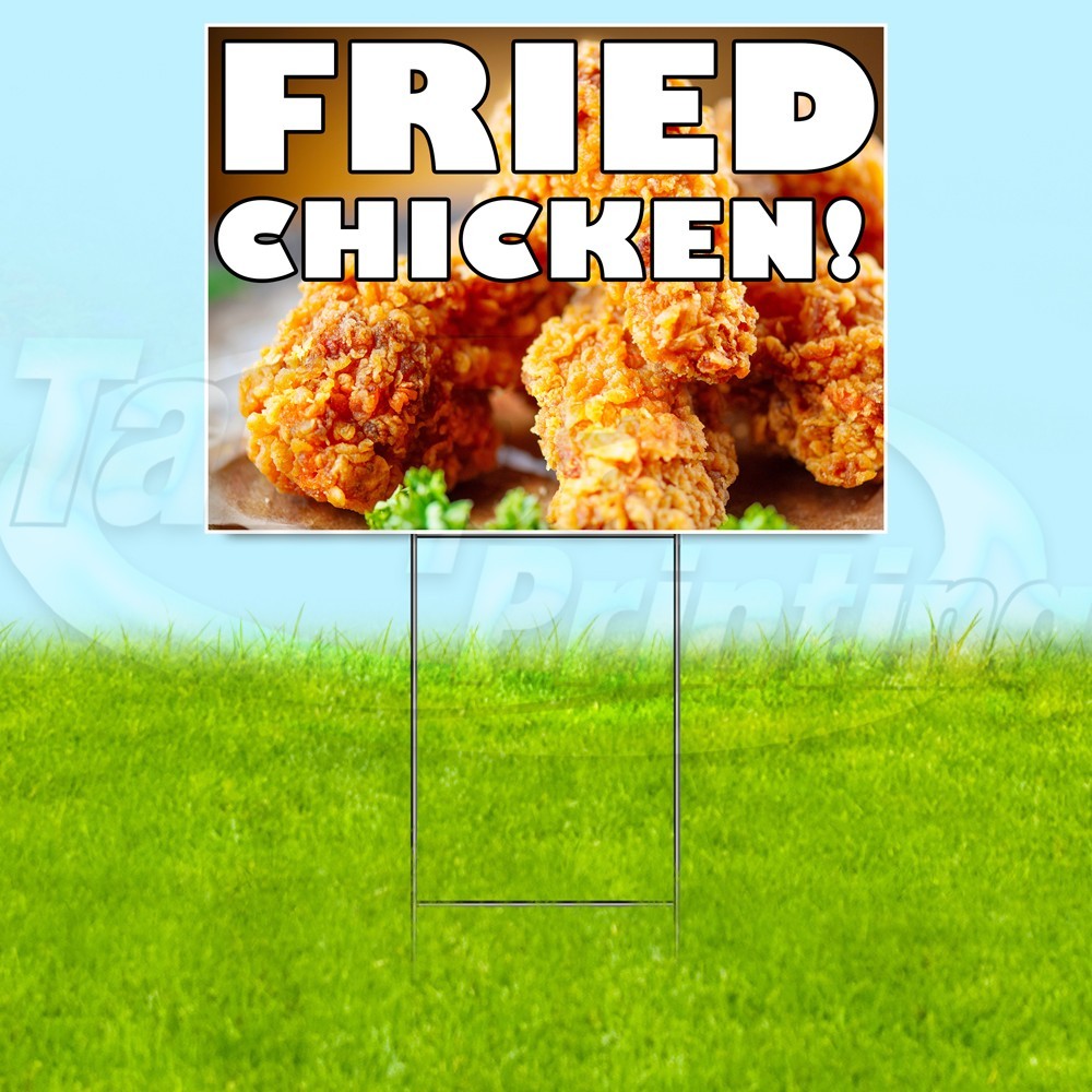 FRIED CHICKEN 18×24 Yard Sign Food Plastic Corrugated WITH STAKE USA YS07729