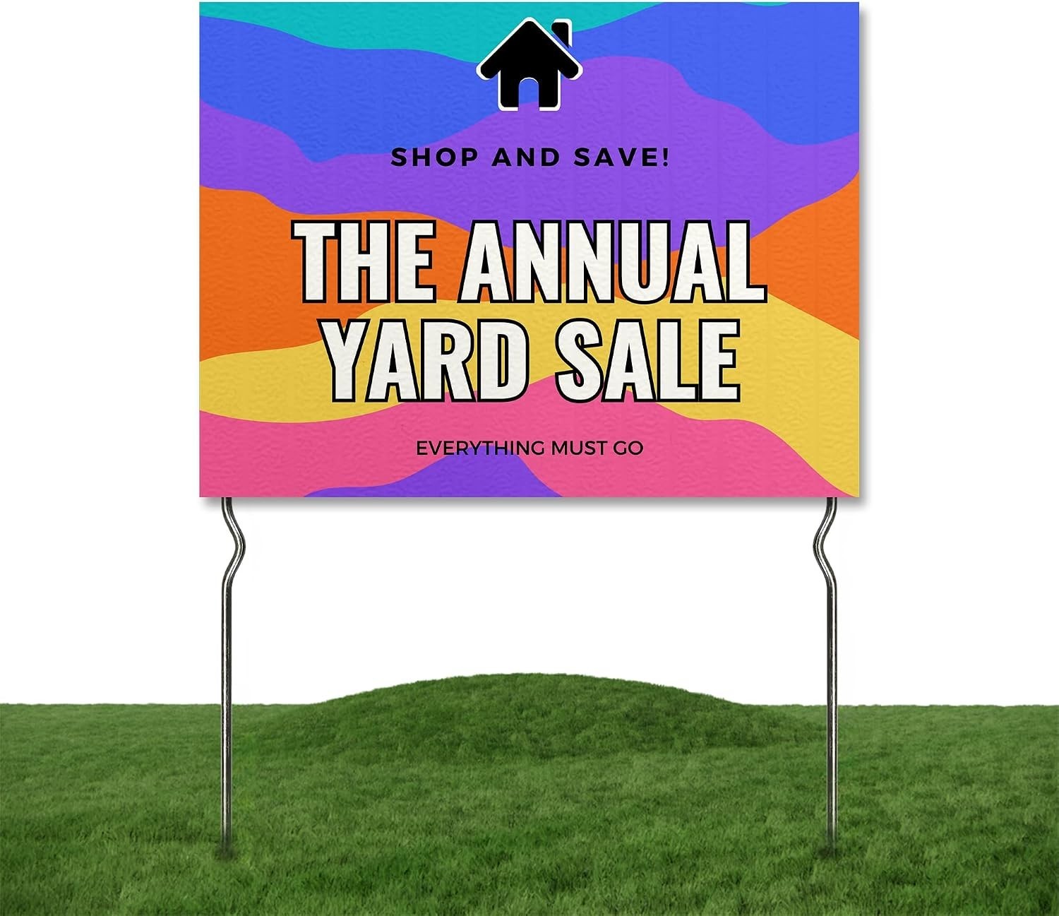 Double Sided Yard Sale Sign with 13&Prime; Metal Stake Outdoor Advertising Garden Sign