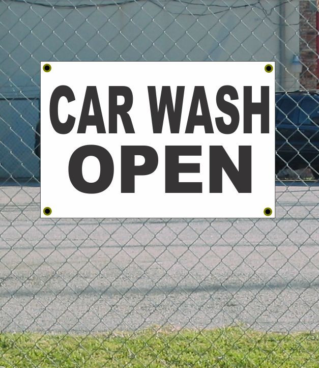 2×3 CAR WASH OPEN Black & White Banner Sign NEW Discount Size & Price