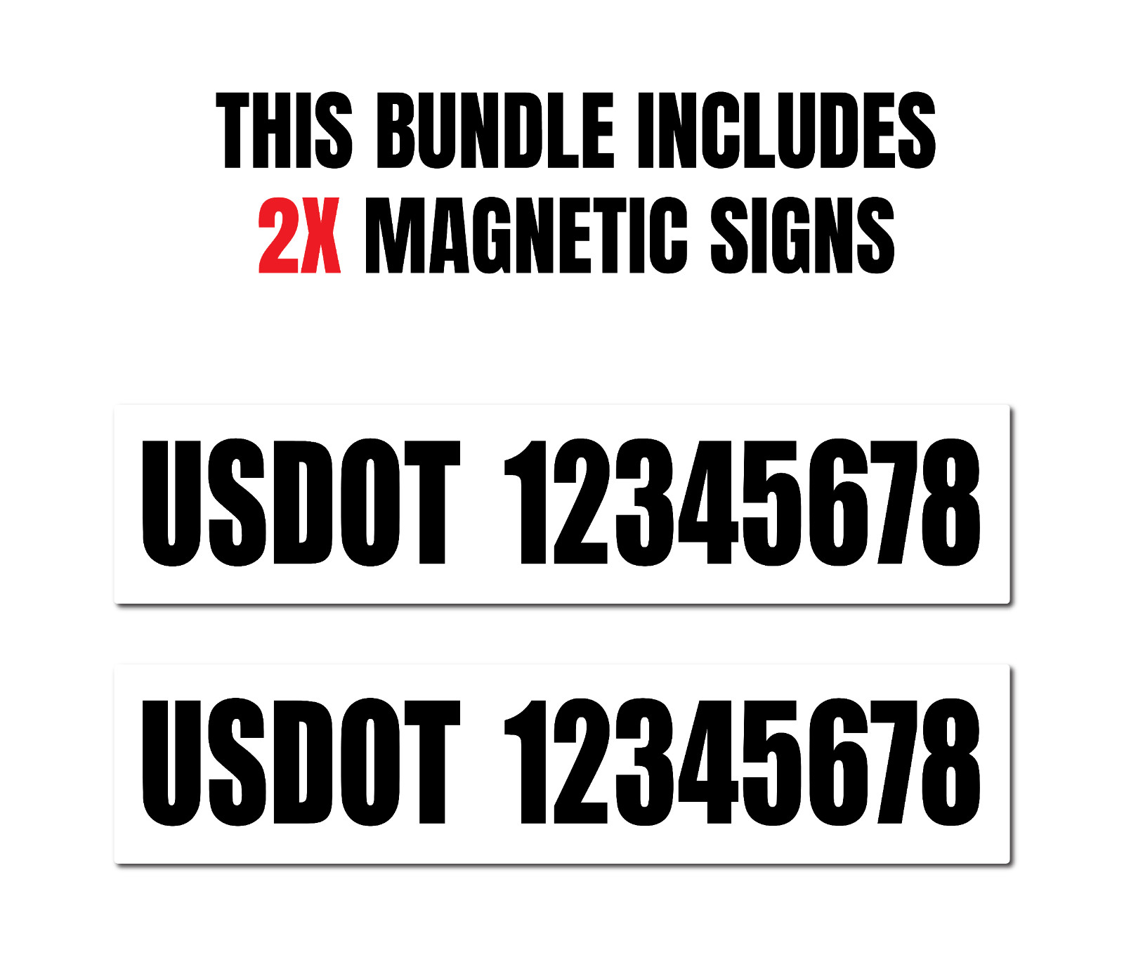 2-PACK 18&Prime;x4&Prime; CUSTOM USDOT NUMBER MAGNETS – US DOT COMPLIANCE ESSENTIAL USA MADE