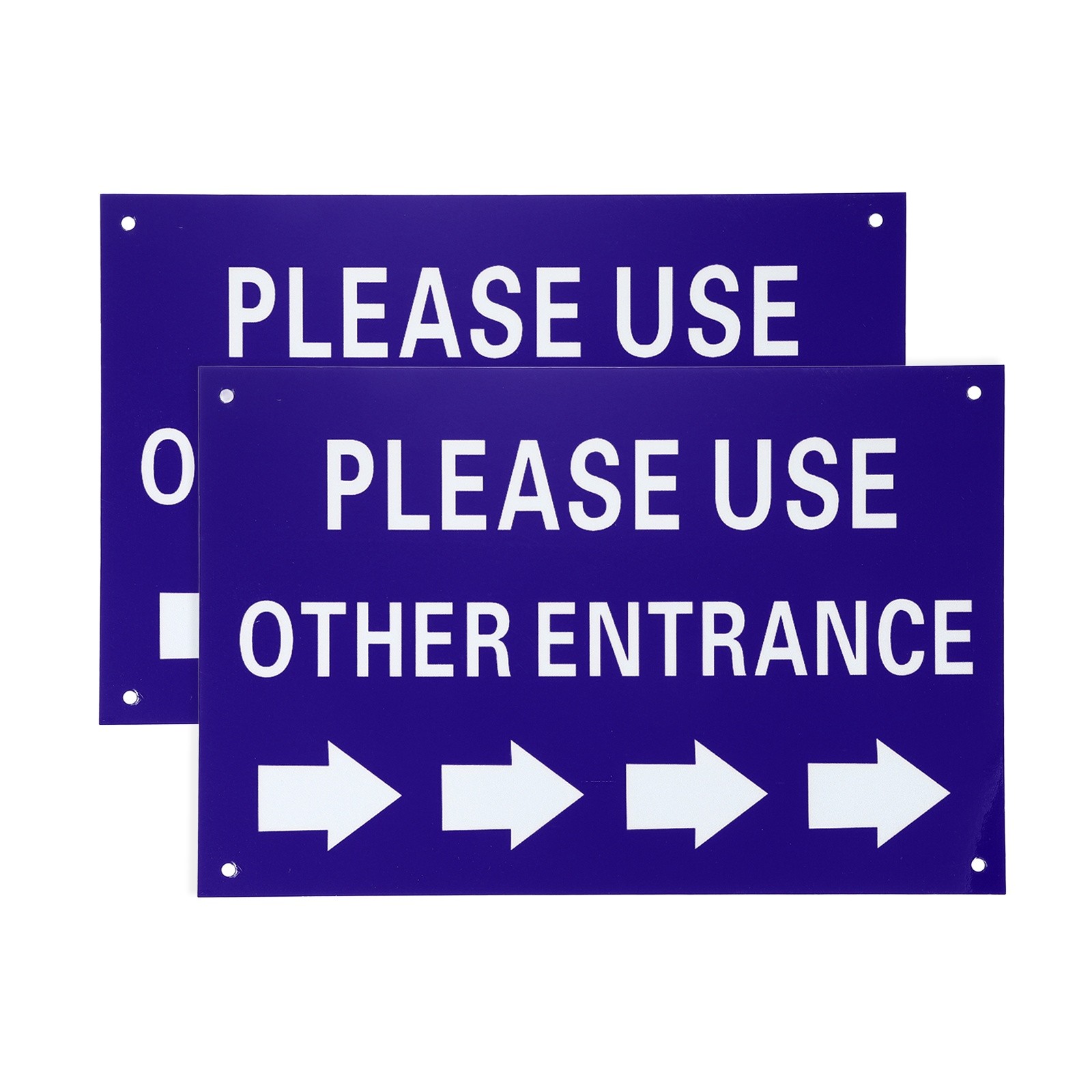2 Pcs Please Use Other Entrance Sign, Right Arrow, Blue on White