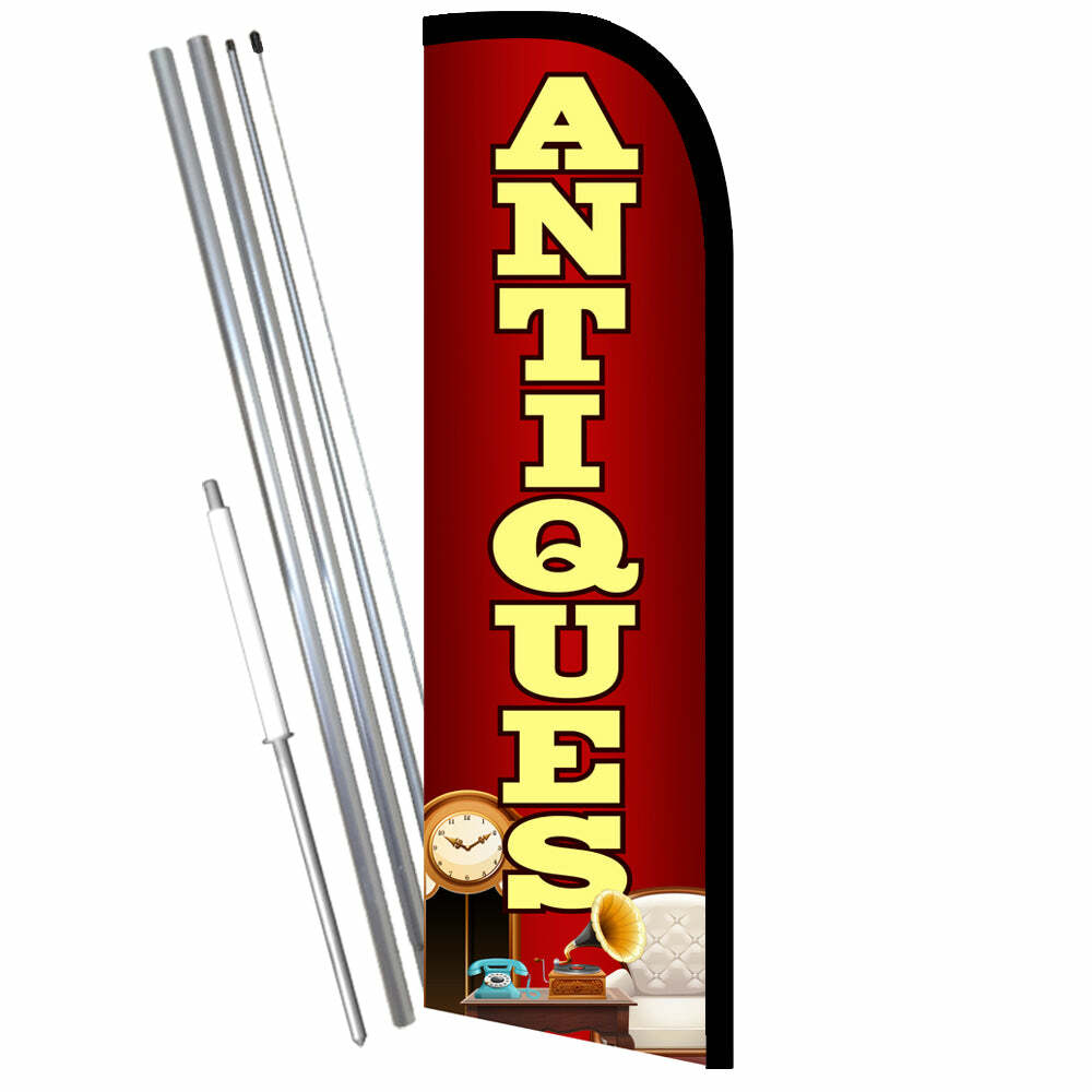 Antiques Premium Windless-Style Feather Flag Bundle 14&prime; OR Replacement Flag Only