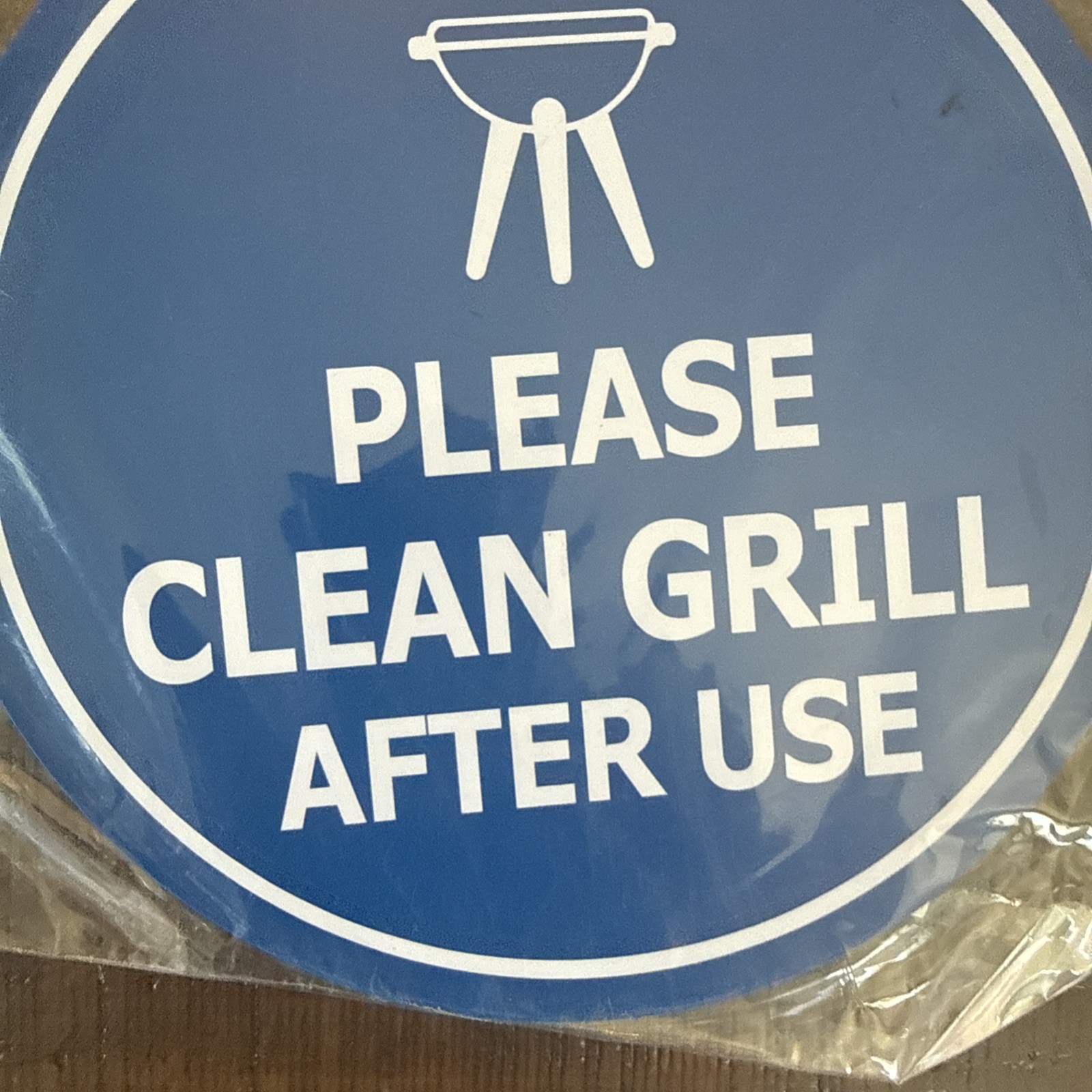 Circle Please Clean Grill after Use Sign BBQ Cleaning Signage Shared Living Blue