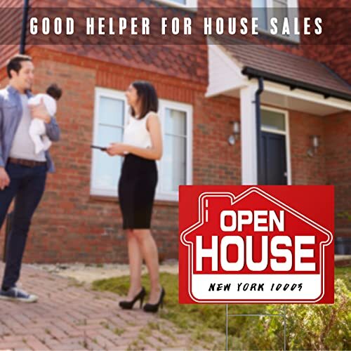 Open House Signs 5 Pack 16&Prime; x 12&Prime; Double-Sided Yard Signs with Metal H Stakes…