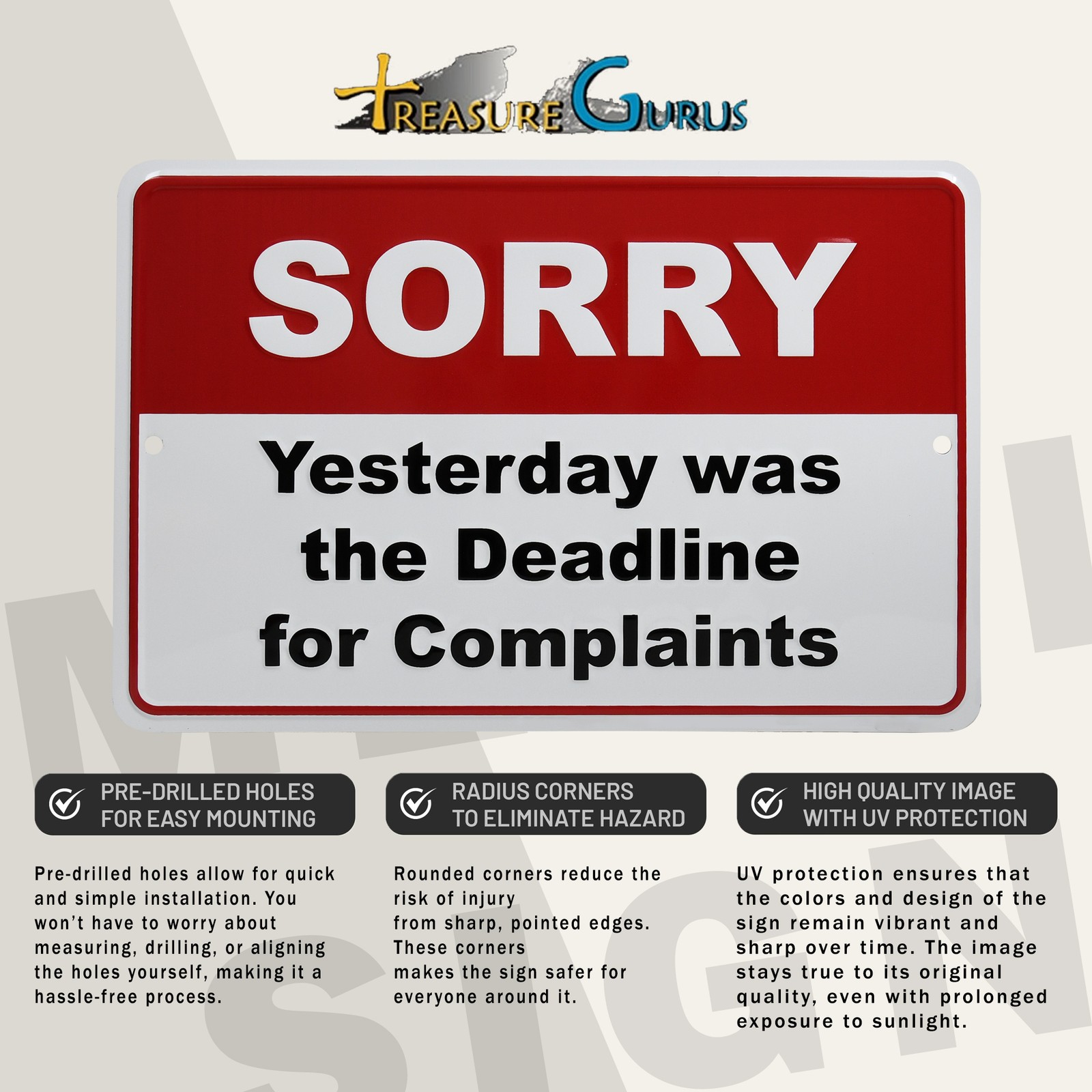 Metal Complaints Deadline Funny Sign Cubicle Wall Decor Office Desk Accessories
