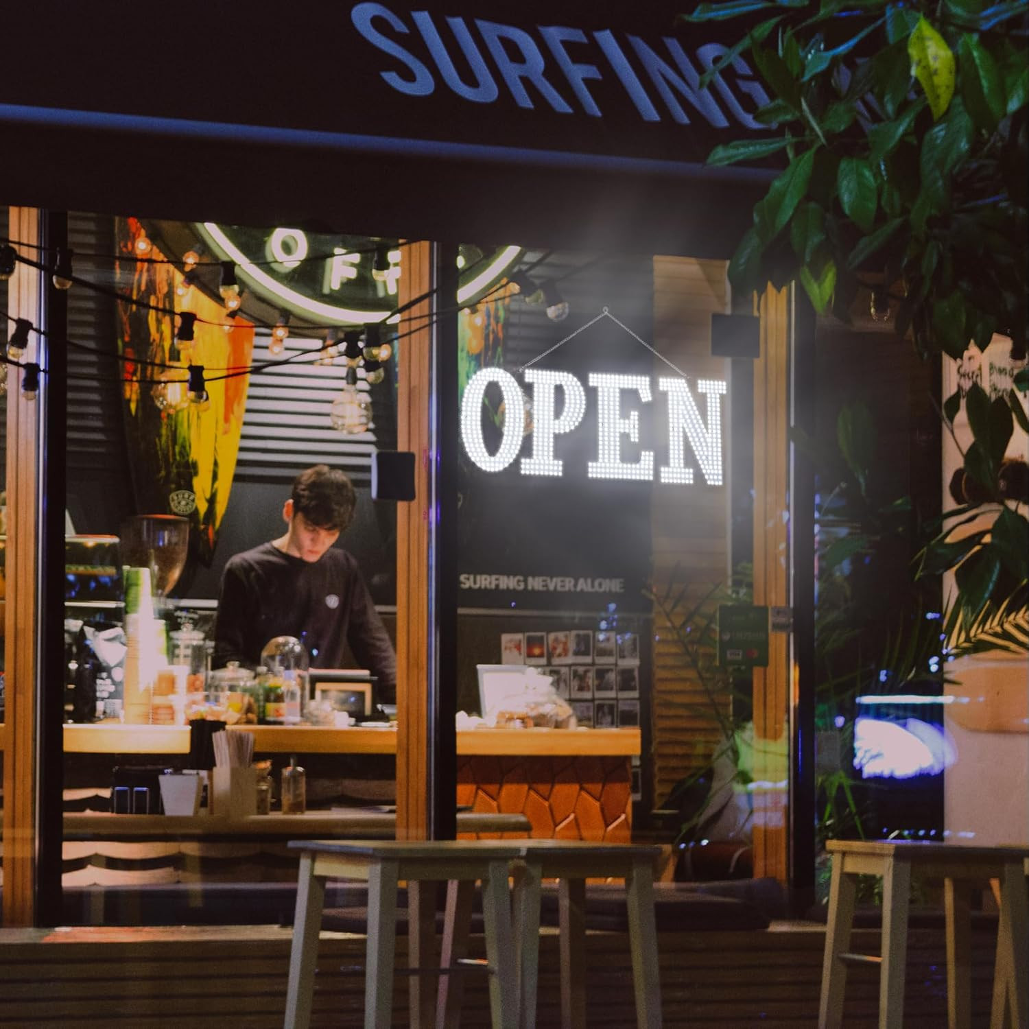 Ultra Bright 40×14&Prime; LED Open Sign with Remote for Cafe, Salon, Retail Store