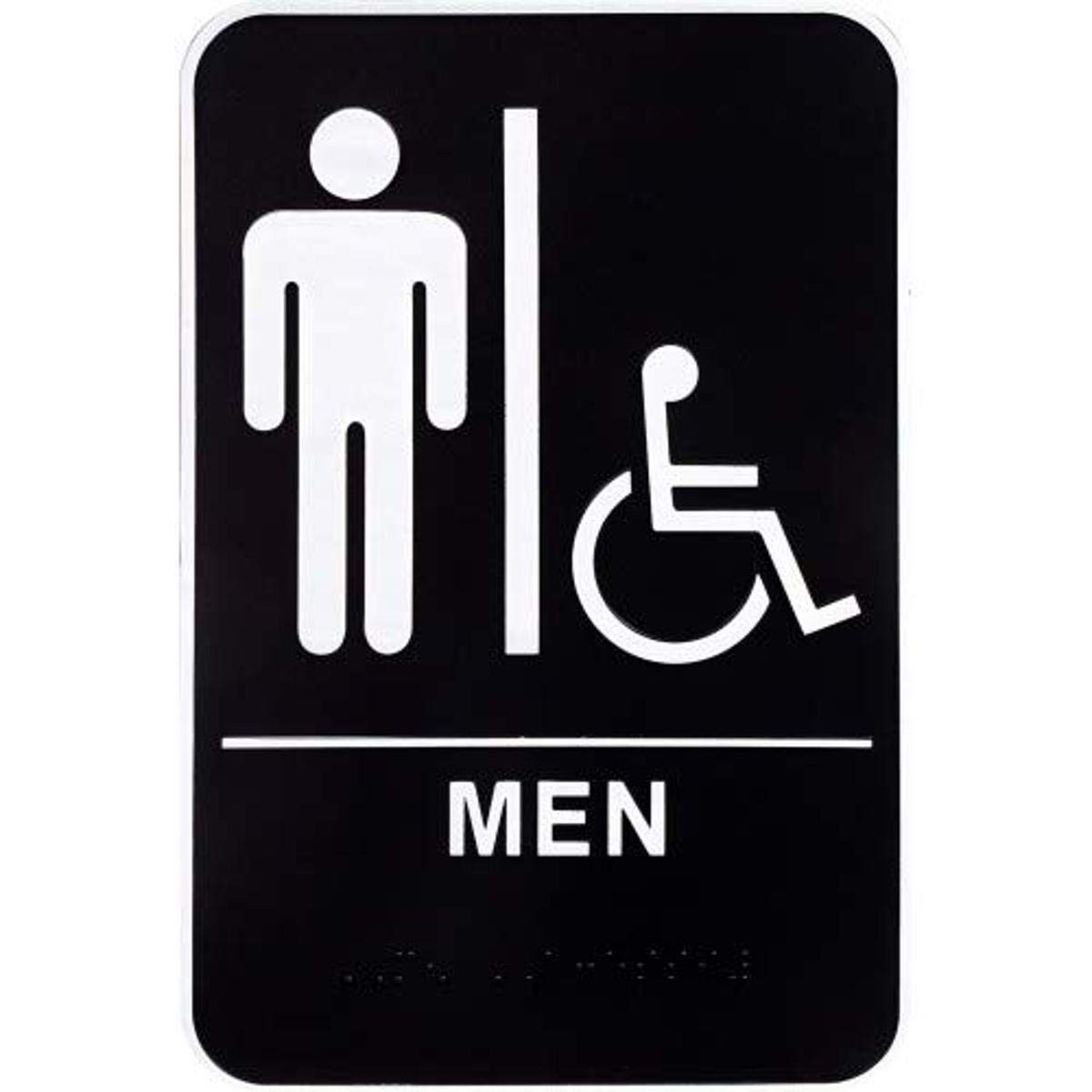 Men&rsquo;s Handicapped Restroom Sign 6X9 Ada Compliant With Braille Durable Plastic
