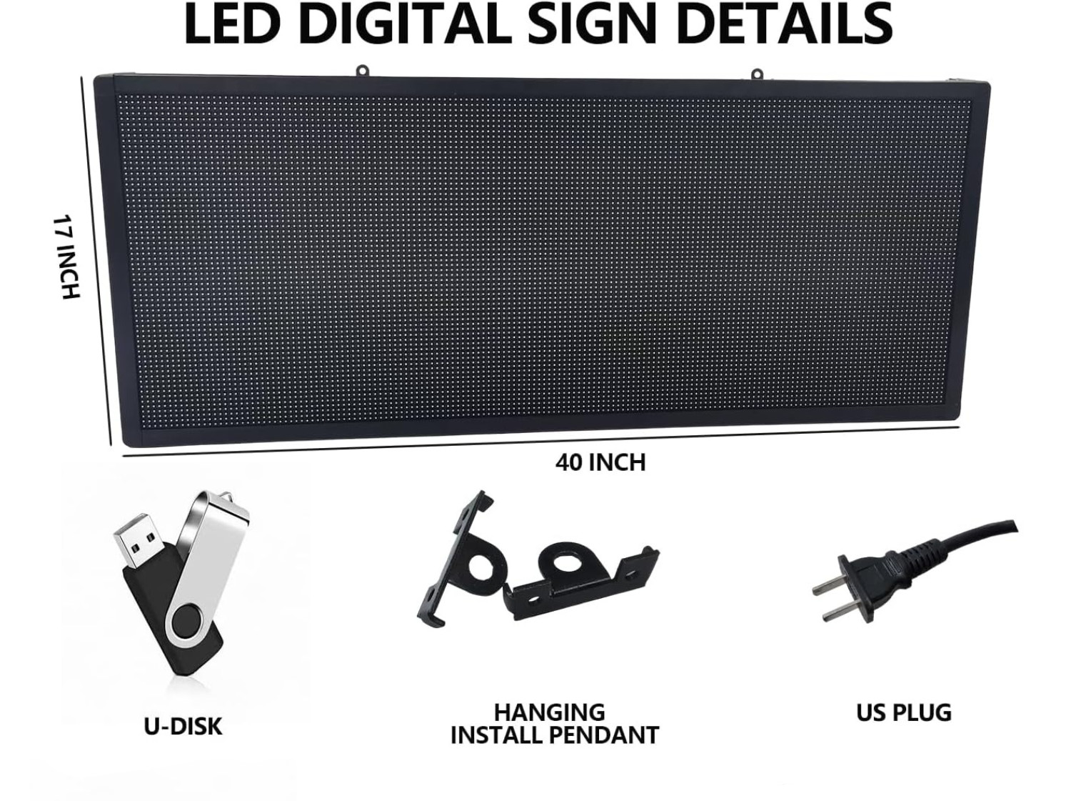 40&Prime;x17&Prime; Programmable LED Sign Scrolling Display Message Board P6 Full Multi-type