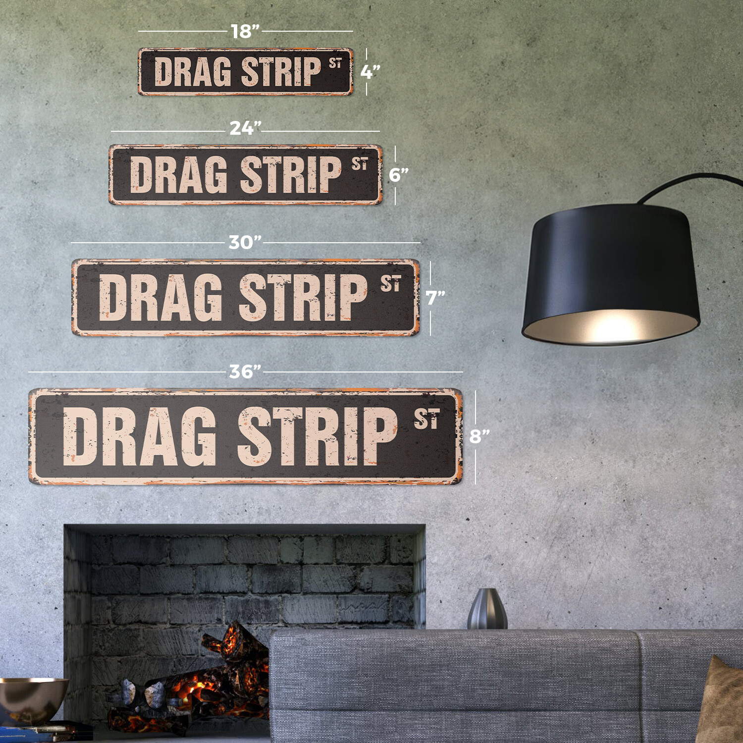 DRAG STRIP Vintage Street Sign Metal Plastic race track cars muscle fast