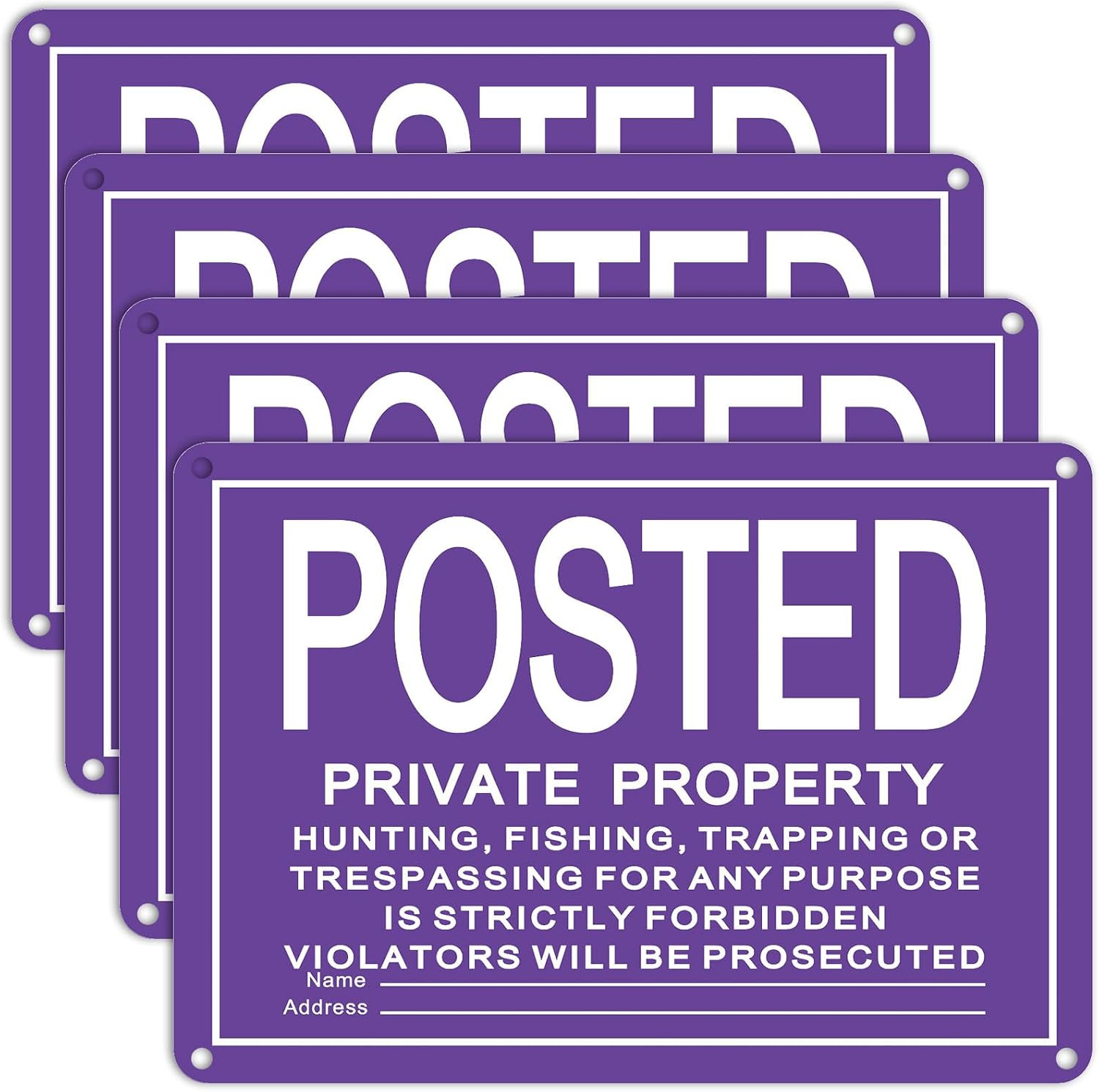 No Trespassing Signs 4 Pcs 10×7&Prime; Private Property Reflective