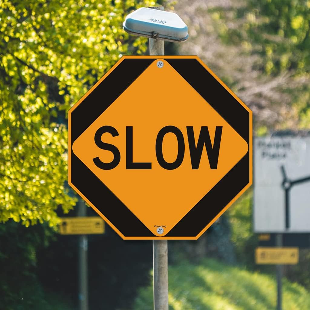 2 Pack Slow Sign Slow down Signs 12 X 12 Inches Safety Traffic Stree Sign Engine