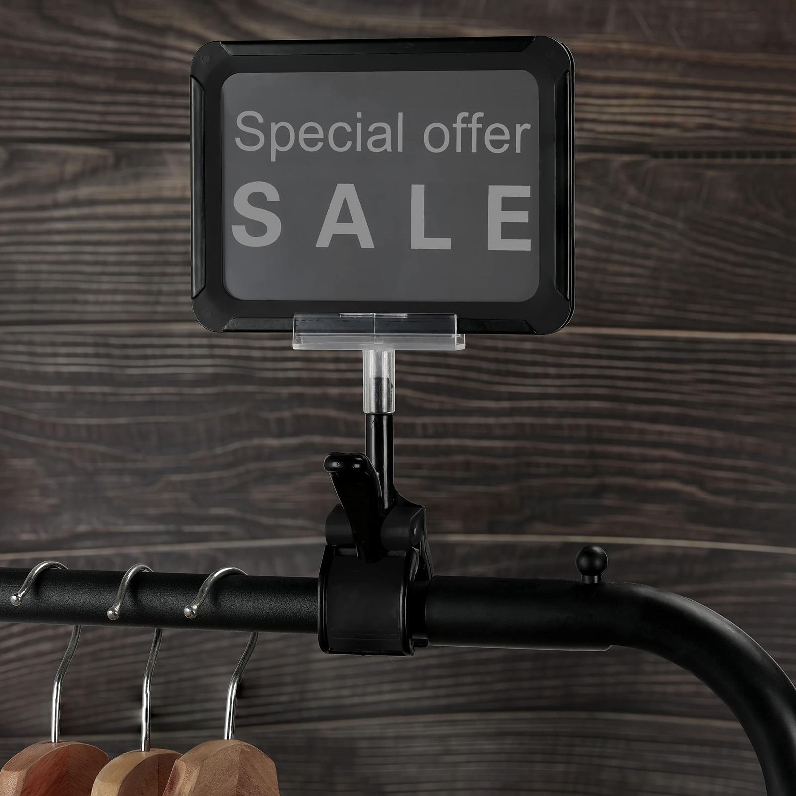 Mlici Acrylic Sign Holder with Clamp, 6 x 9 Inch Double Head Display Black