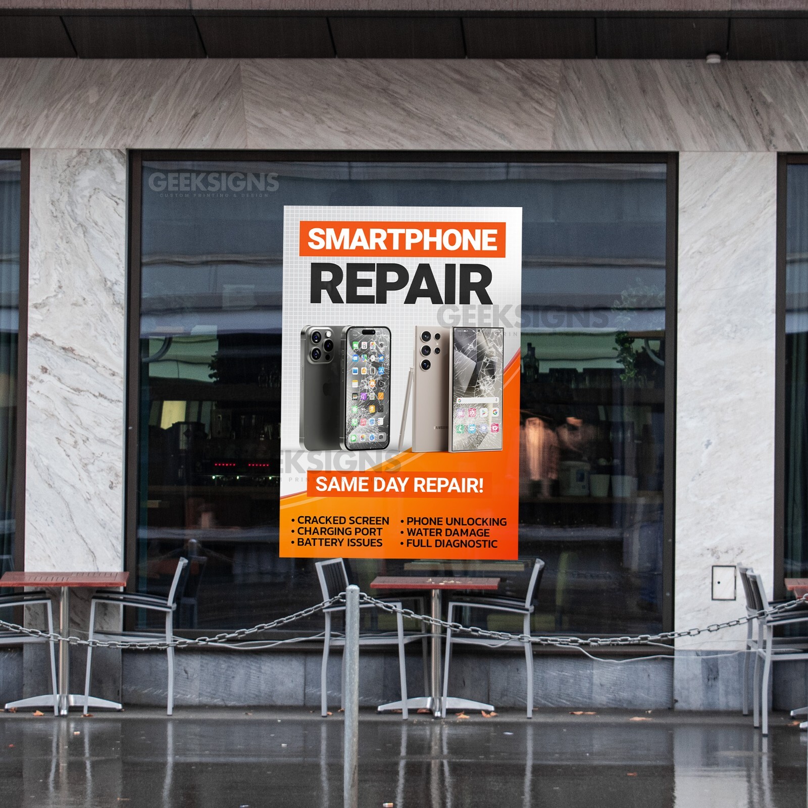 Smartphone Repair Service Poster – Quick Fix Apple & Samsung – Store Banner Sign
