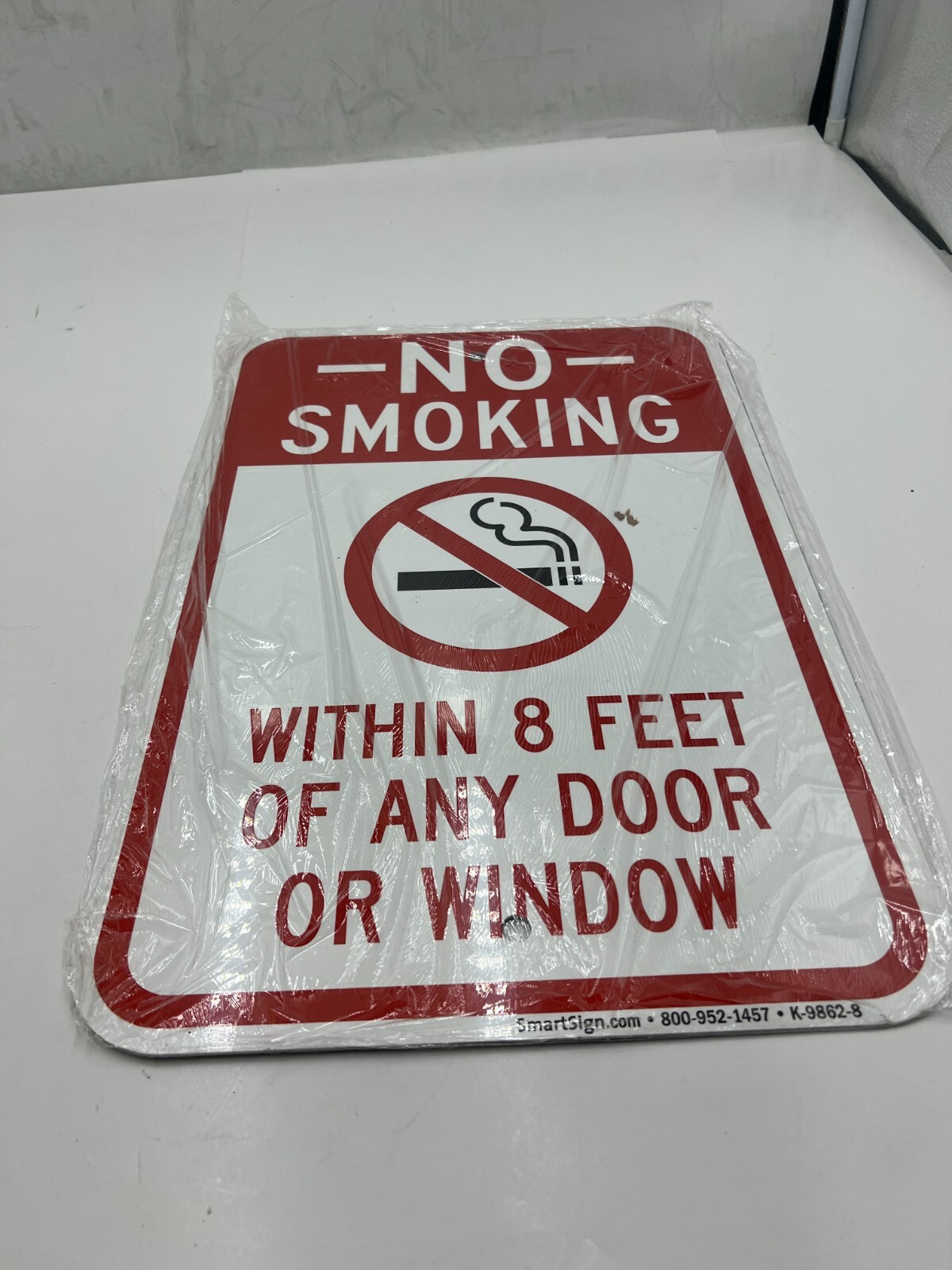 (Qty 2) SmartSign No Smoking Within 8 Feet of Any Door Or Window Sign 12×18 Inch