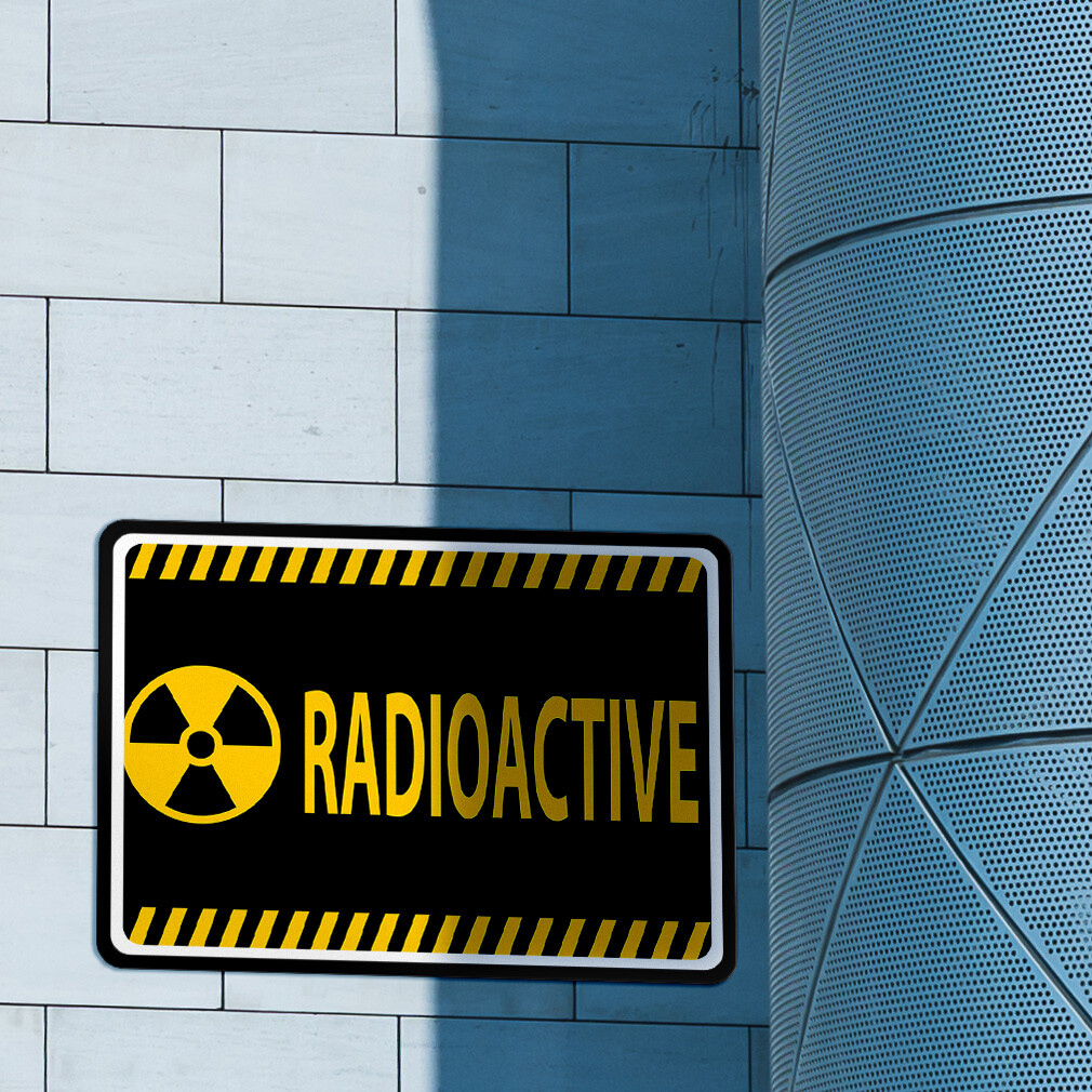Horizontal Metal Sign Radioactive Black and Yellow Stripes Biohazard