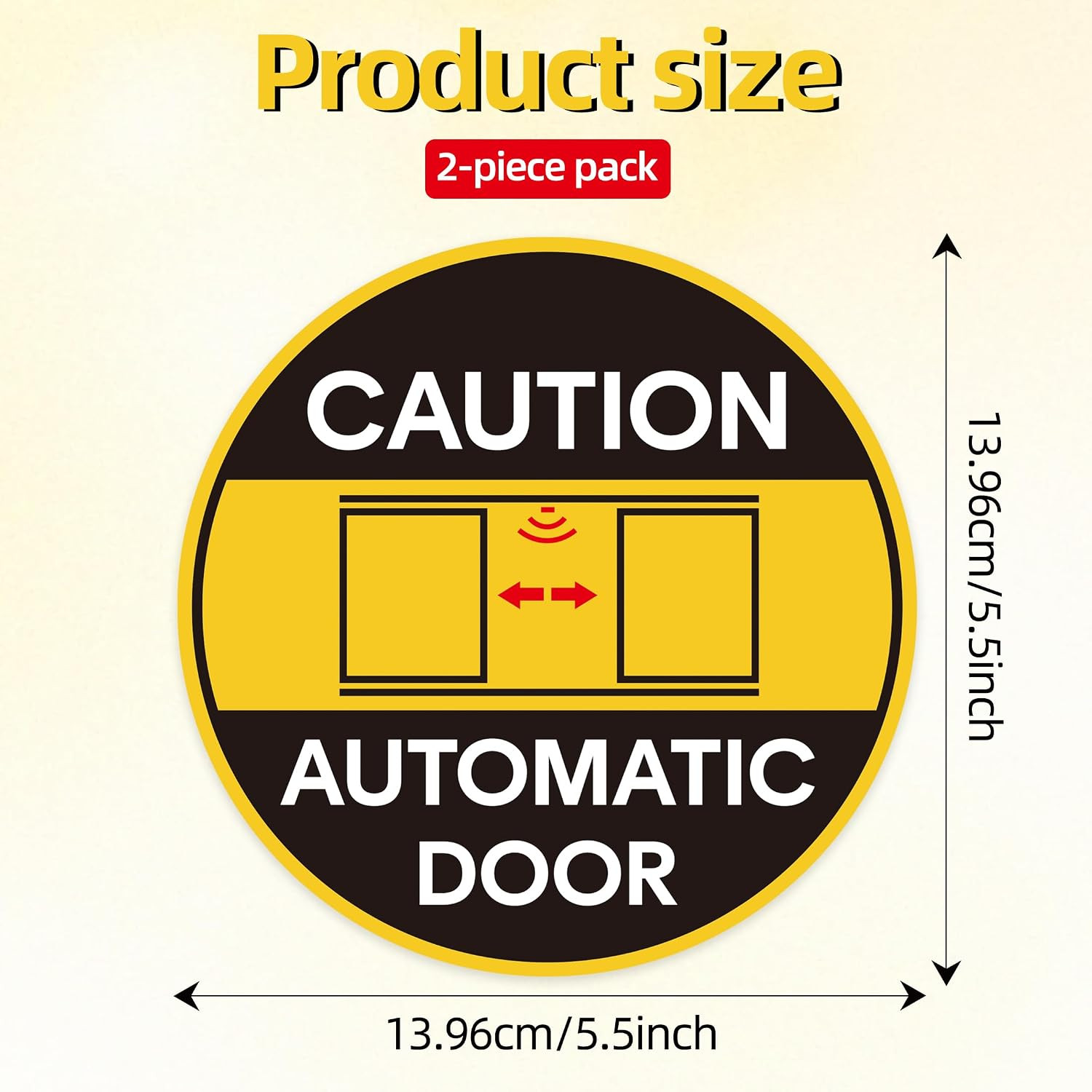 2PCS Caution Automatic Door Signs, Easy Installation Self Adhesive Vinyl Automat