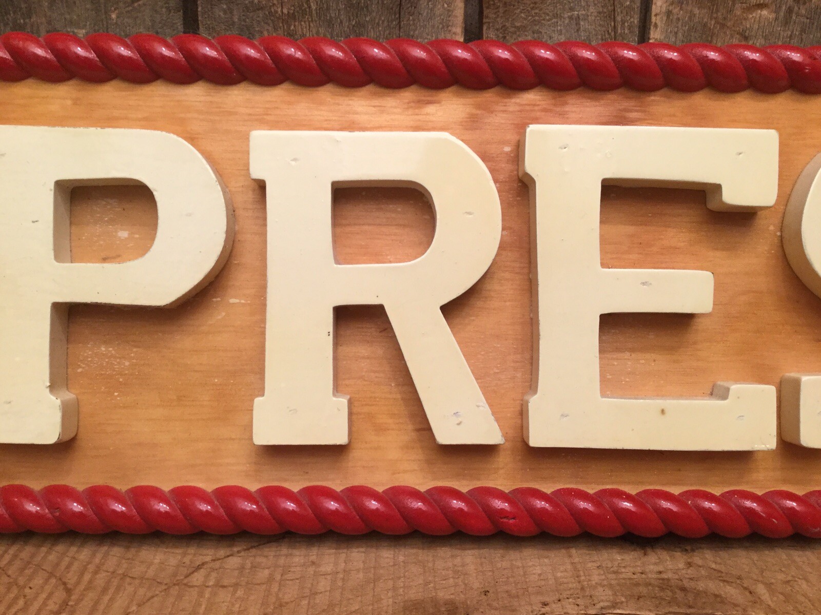 Vintage 3D Crafted Wooden Coffee Shop ESPRESSO Hanging Swing Advertising Sign