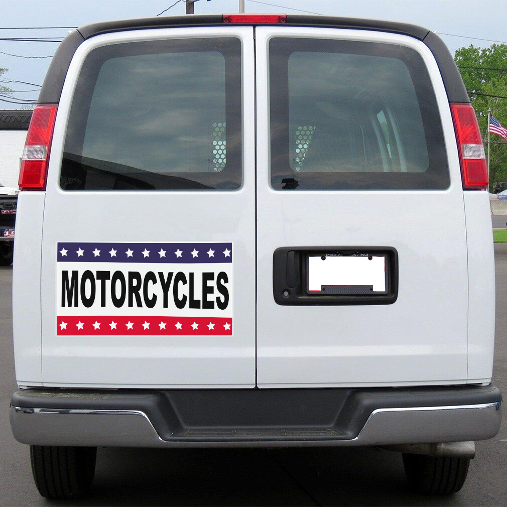 Car Magnet Set of 2 Motorcycles Black Red Blue Auto Car Repair Shop