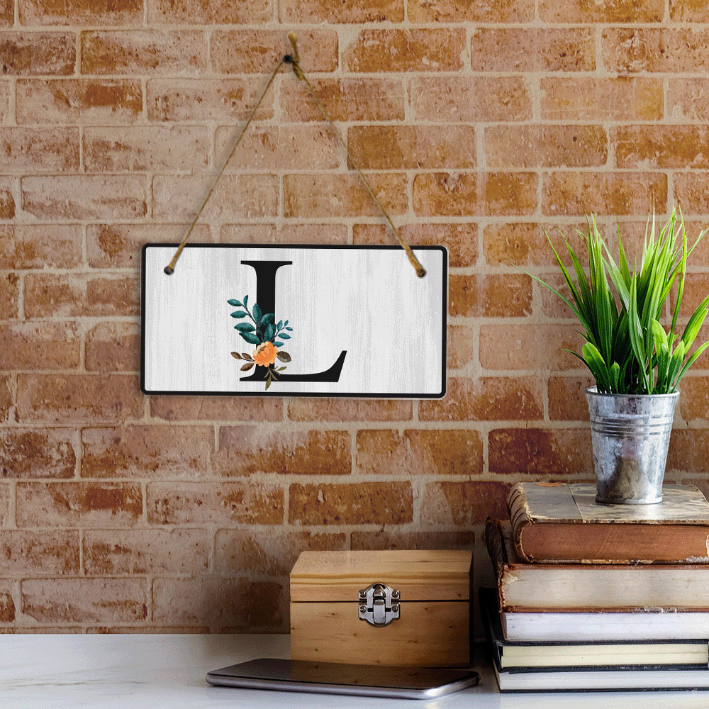 L Flower Decor 5×10 Hanging Wall or Door Sign | Alphabet Letter Room Decoration
