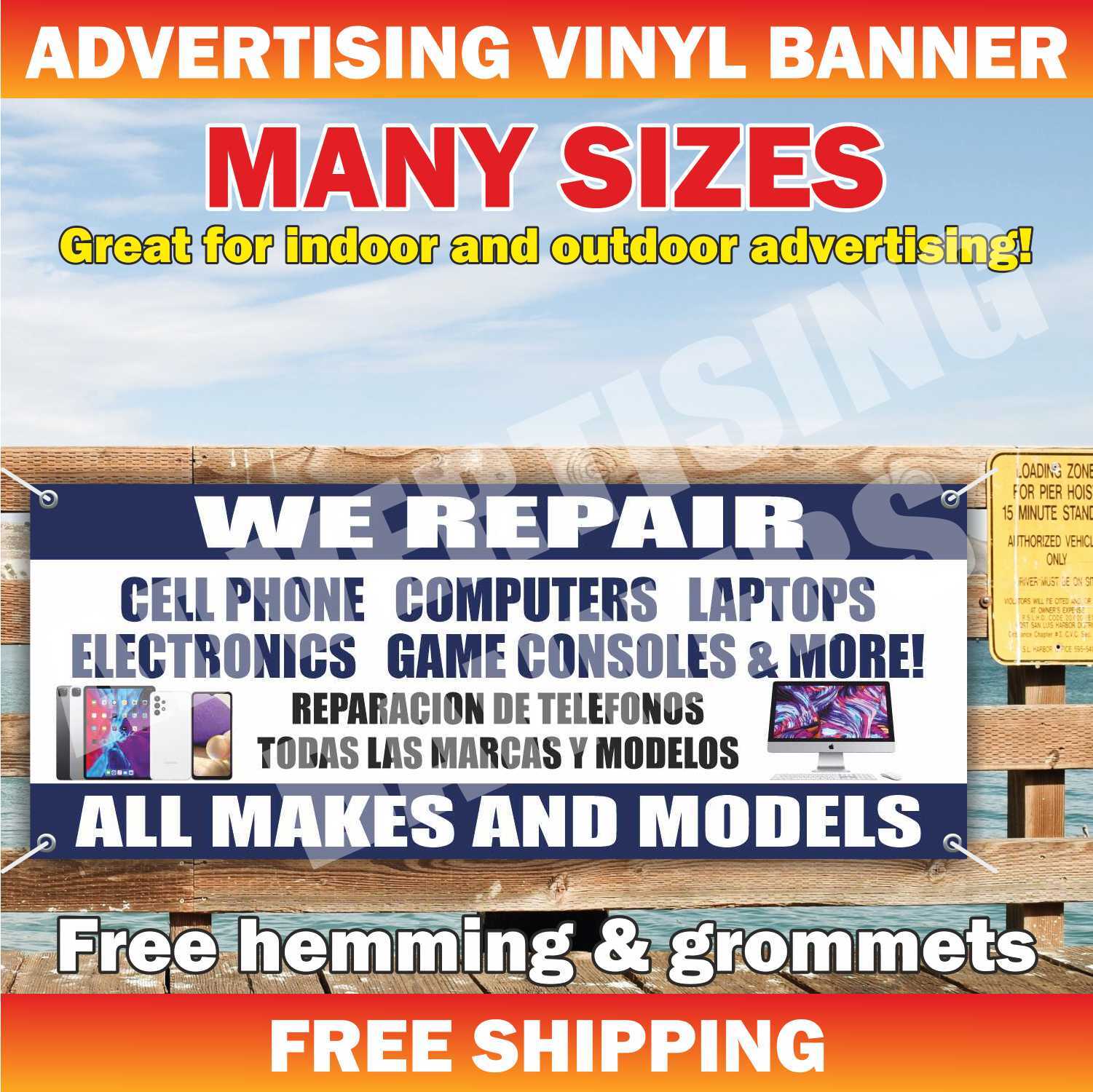 CELL PHONE REPAIR Advertising Banner Vinyl Mesh Sign service laptop computer fix
