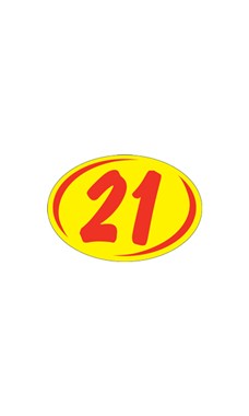 Oval 2-Digit Year Stickers – Red/Yellow – 2021 – Pack of 12