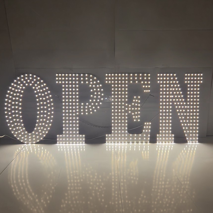 EPL Signs OPEN Warm White LED Sign Business 17&Prime;x48&Prime; Remote 3G Sparkling Mode