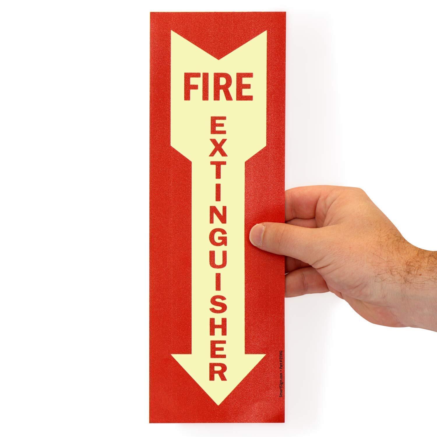 1PC 4&Prime; x 12&Prime; Fire Extinguisher Label Glow-in-the-Dark Laminated Vinyl