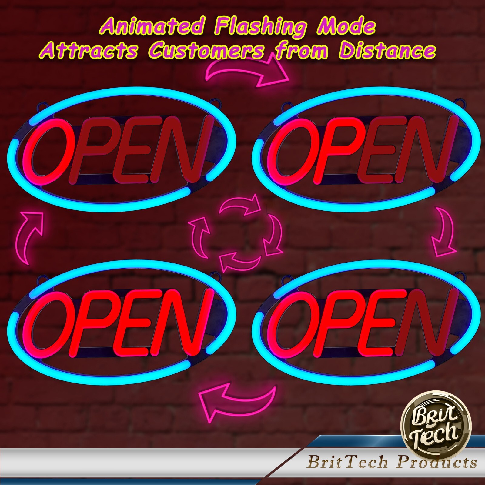 Large LED Open Sign 24&Prime; Neon Light Bright for Restaurant Bar Store Shop Business