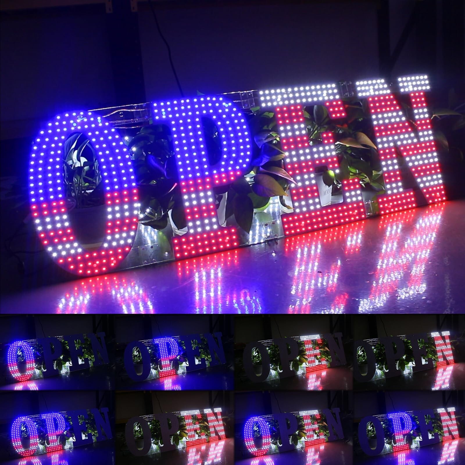 Flashing LED Open Signs for Business, 30&Prime;x10&Prime; Large Open LED Sign with 14 Sce…