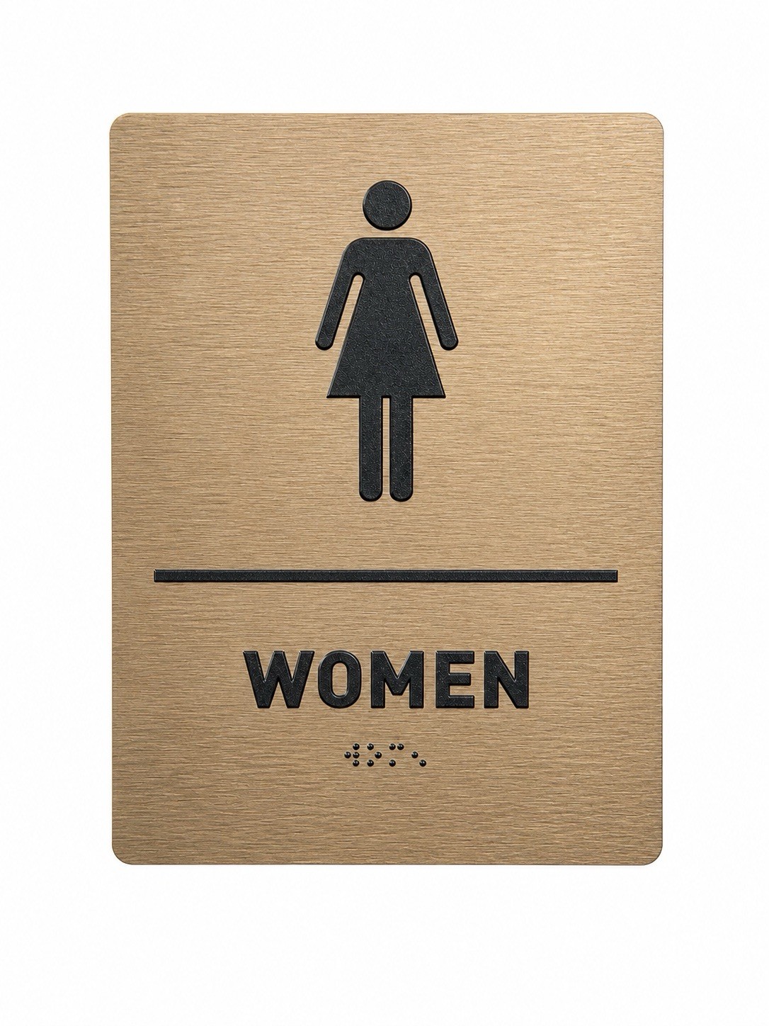 Women’s Restroom Sign 8×6 Brushed Bronze Aluminum ADA Braille Door Wall Mount