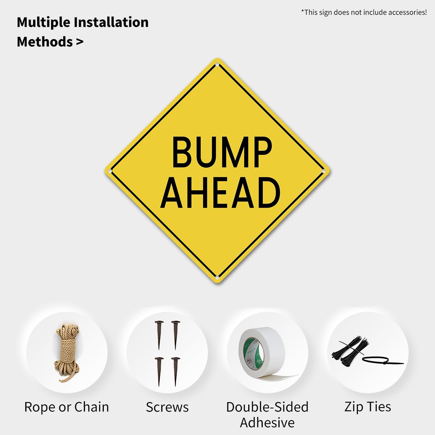 Bump Ahead Road Sign Yellow Aluminum Metal Reflective Warning 12×12 Inch