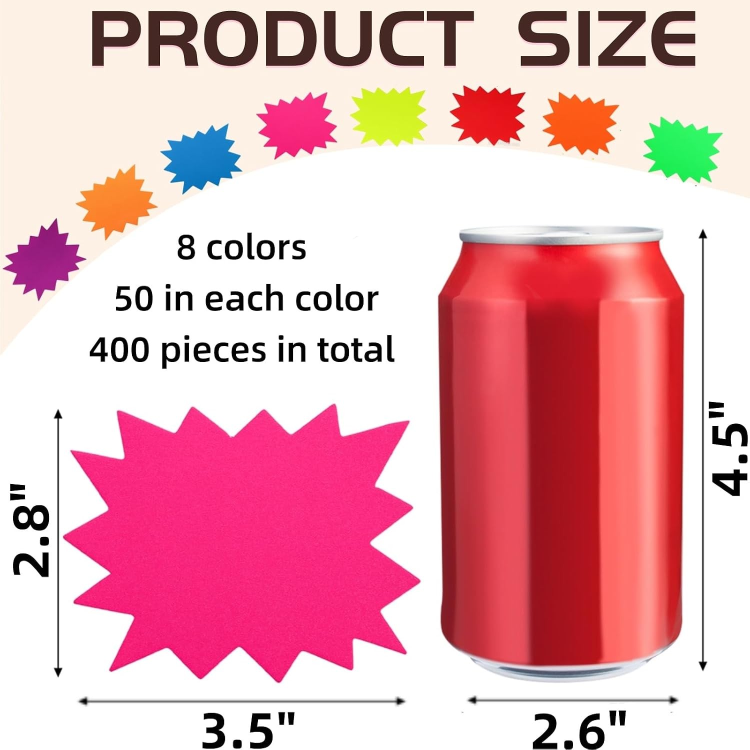 Burst Star Signs 400 Pieces Small Fluorescent Neon Signs 3.5 x 2.8 Inch