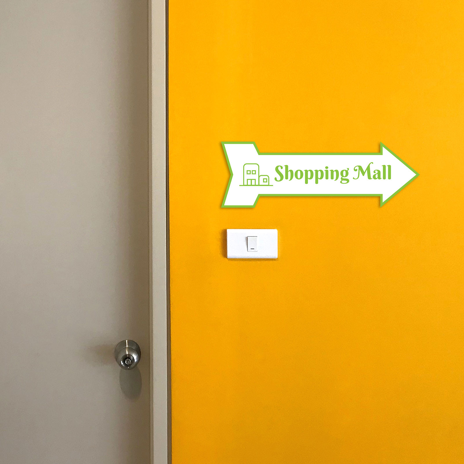 Arrow Shape Shopping Mall 12×4&Prime; Wall or Door Sign | Public Shop Signage