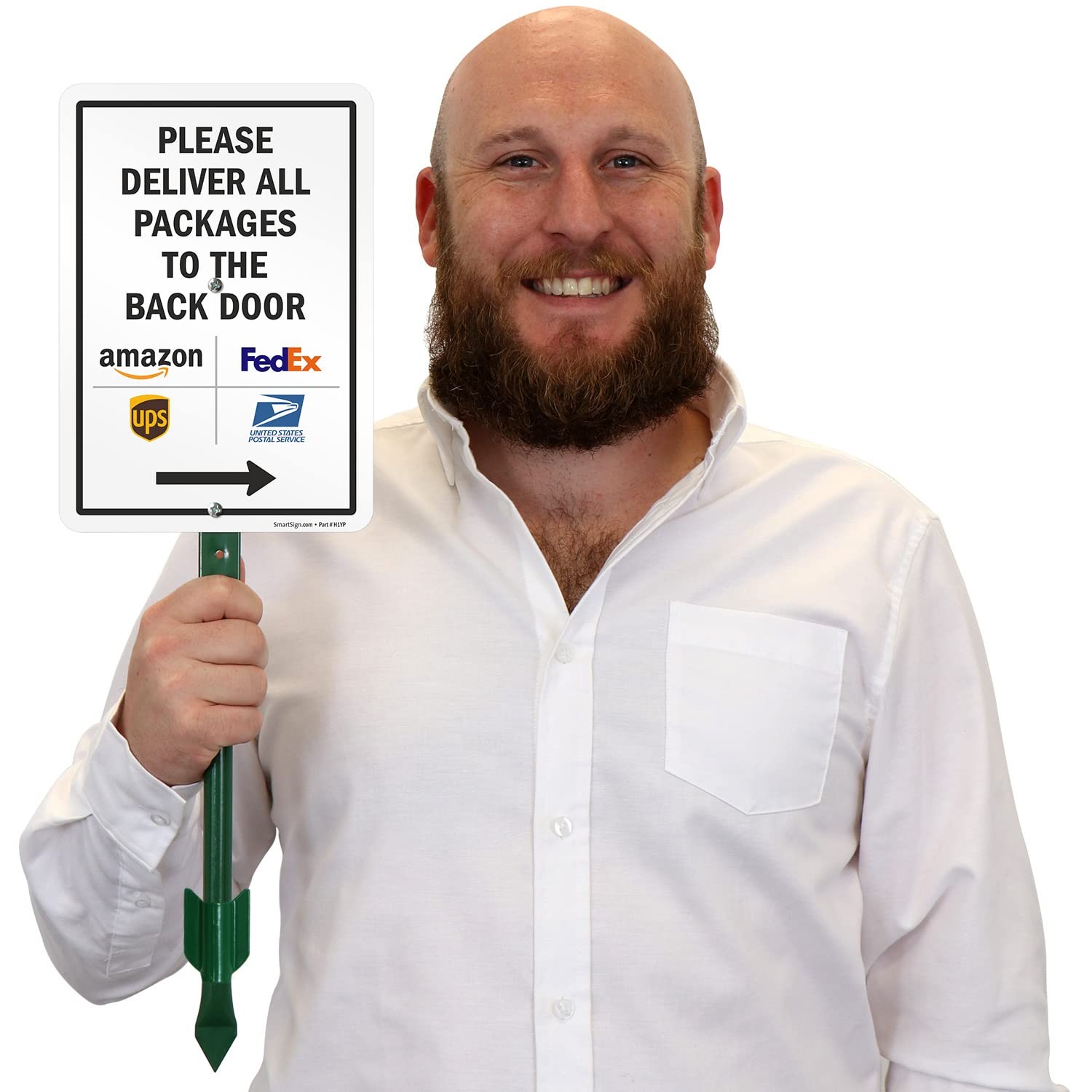 10 x 7 inch “Please Deliver All Packages to The Back Door” Right Arrow Yard S…