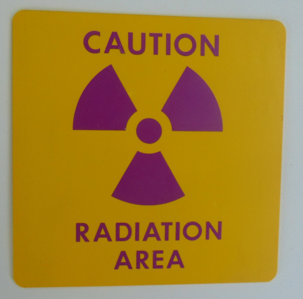 Vintage “CAUTION RADIATION AREA” Warning Placard 8” X 8” HDPE Plastic NOS