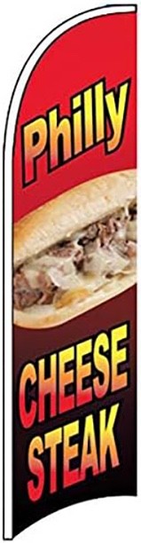 PHILLY CHEESESTEAK Windless Swooper Flag Feather Banner Sign 2.5×11.5 Ft rb