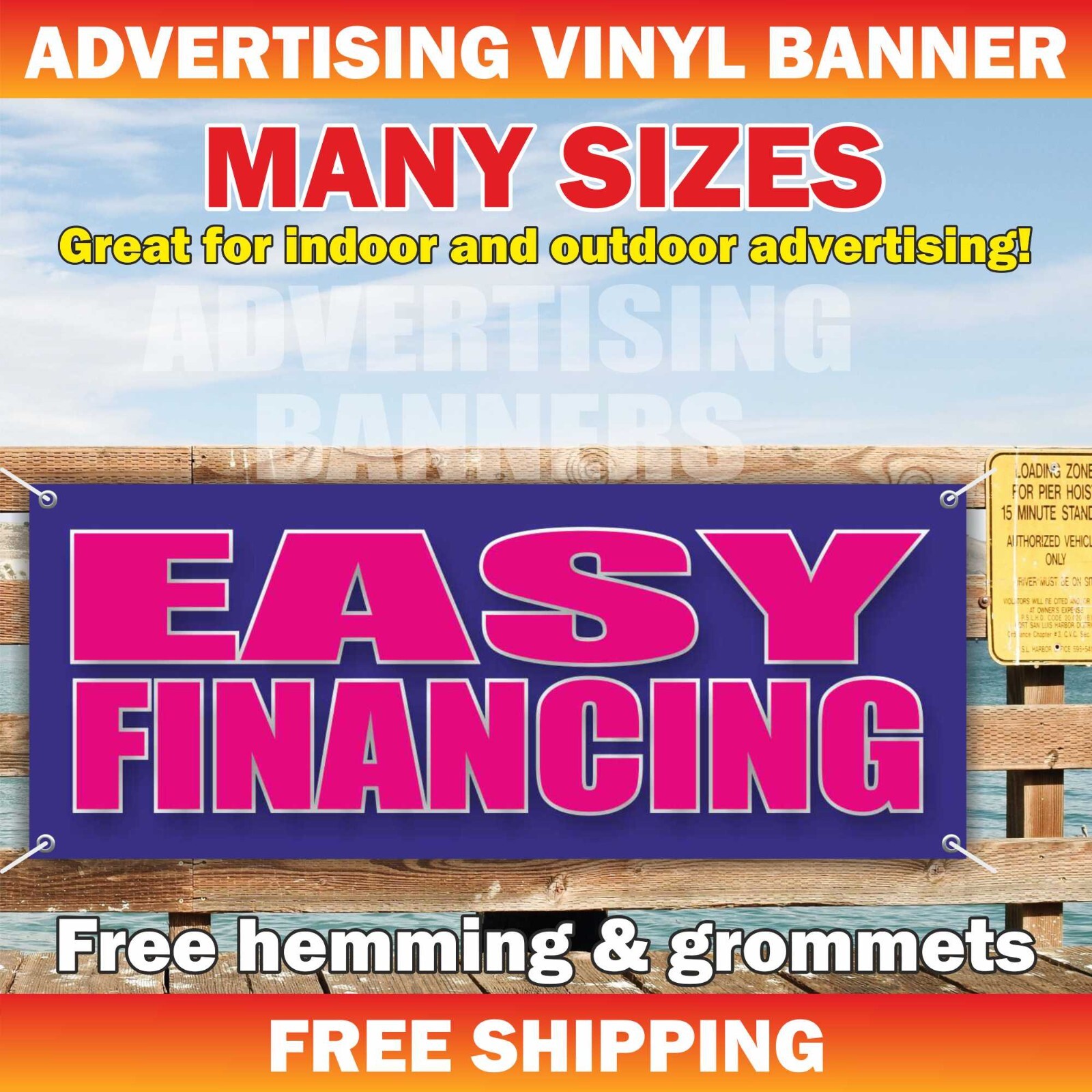 EASY FINANCE Advertising Banner Vinyl Mesh Sign Used Car Auto Sales Lot credit