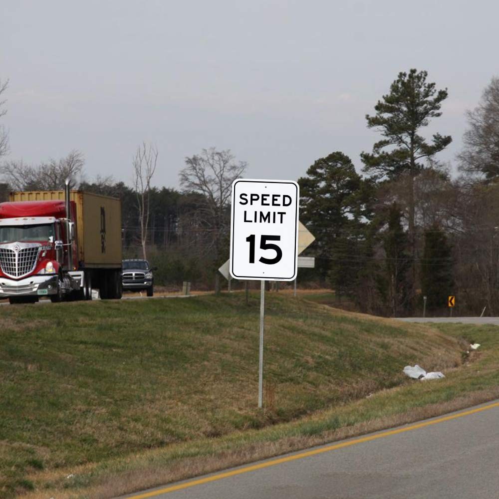 Large Speed Limit 15 MPH Sign, 18&Prime;x 12&Prime; .04&Prime; Aluminum Reflective Sign Rust Fr…