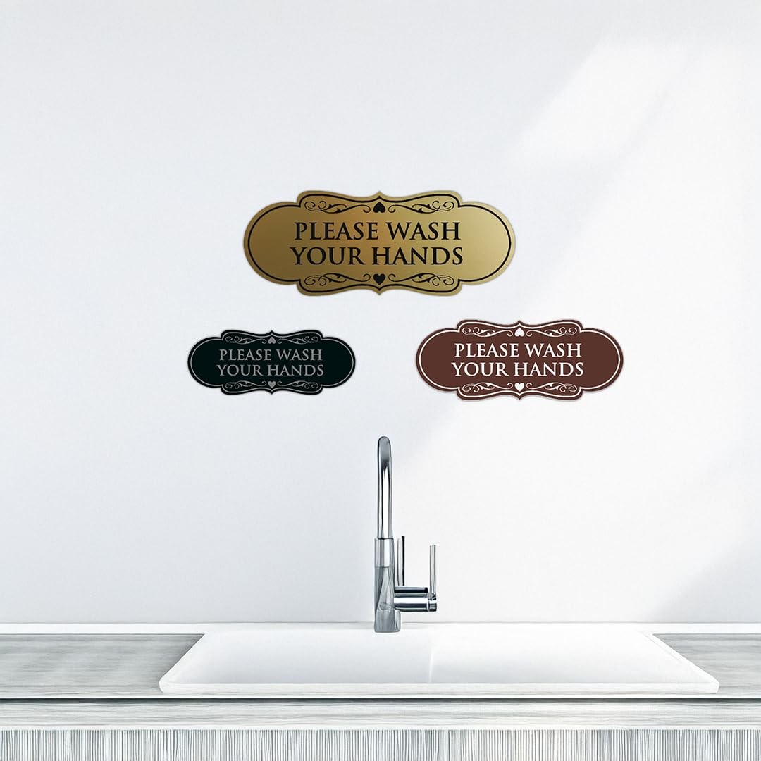 Designer Please Wash Your Hands Sign – Easy Installation | Durable Wall or Do…