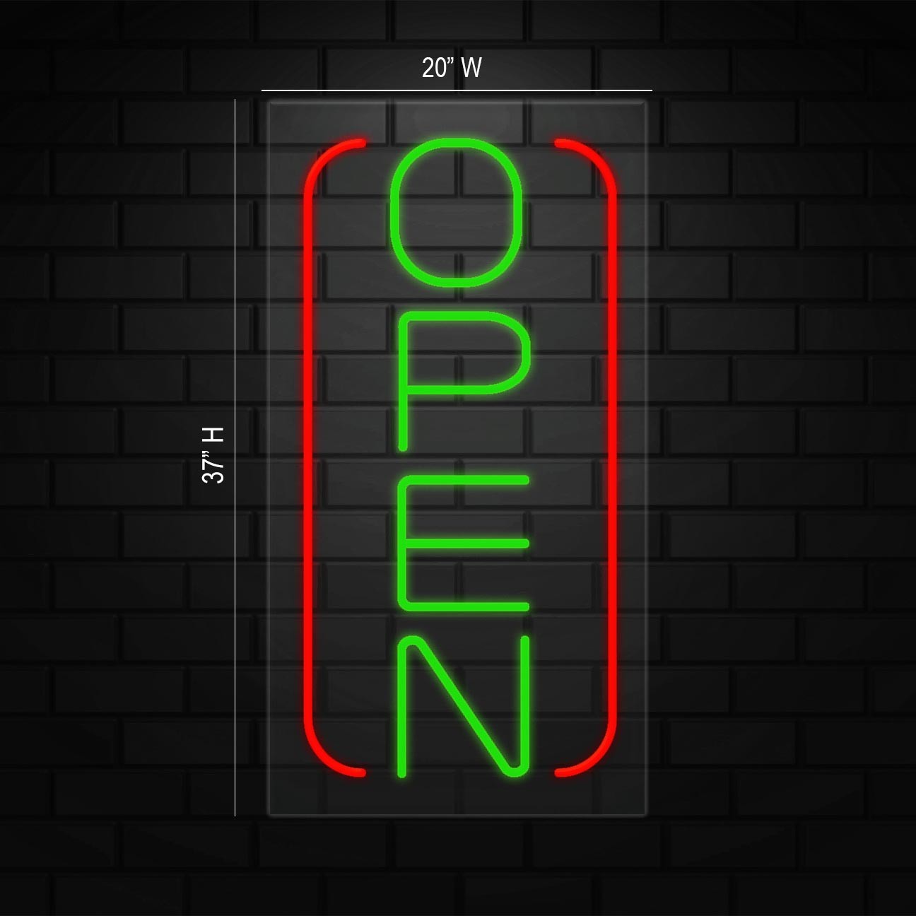 Open Sign for Business Displays | LED Flex Neon | 20&Prime;W x 37&Prime;H x 1&Prime;D