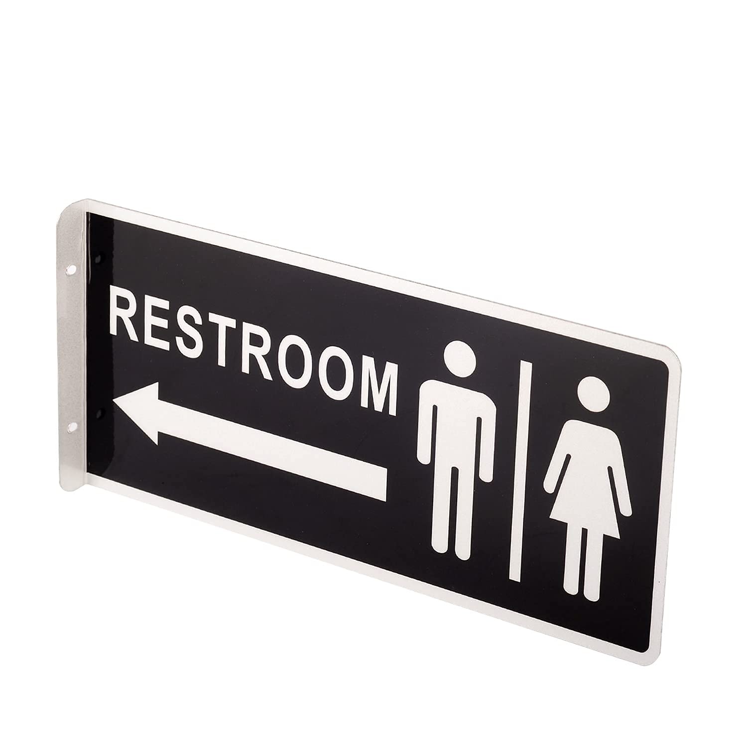Kichwit Double Sided Metal Restroom Sign, Aluminum Bathroom Sign for Home and…
