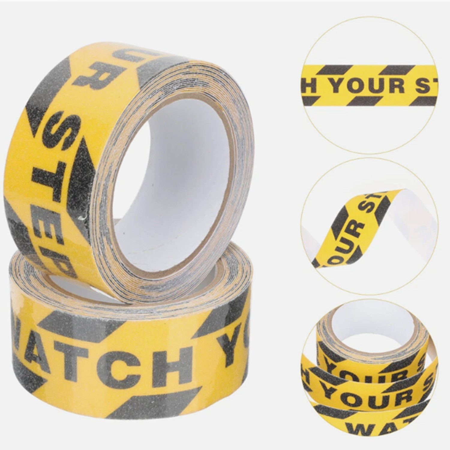 2 Pack Watch Your Step Sign Anti-slip Warning Sticker Adhesive Warning Tape Roll